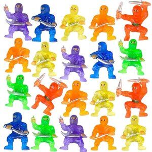 Mini Ninja Toys Figurines (Pack of 14) Party Favors, Assorted Colors and Poses